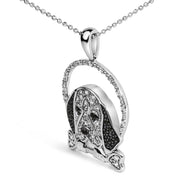 Bids.com .925 Sterling Silver 1/4 Cttw White and Black Diamond Beagle Dog and Bone Pendant Necklace (I-J Color, I2-I3 Clarity) - 18" Inches Necklaces White Smoke White.Sterling Silver / 18