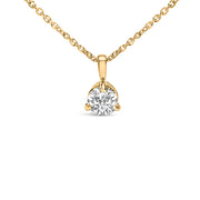 Bids.com 14K Yellow Gold 3/8 Cttw 3 Prong Martini Set Round Diamond Solitaire Pendant Necklace (G-H Color, SI2-I1 Clarity) - 18" Inches Necklaces White Smoke Yellow.Gold / 18