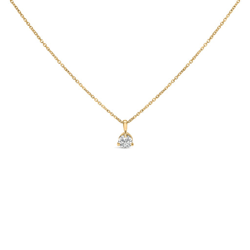 Bids.com 14K Yellow Gold 3/8 Cttw 3 Prong Martini Set Round Diamond Solitaire Pendant Necklace (G-H Color, SI2-I1 Clarity) - 18" Inches Necklaces White Smoke Yellow.Gold / 18