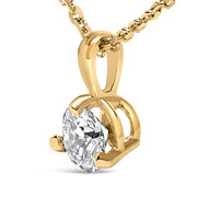 Bids.com 14K Yellow Gold 3/8 Cttw 3 Prong Martini Set Round Diamond Solitaire Pendant Necklace (G-H Color, SI2-I1 Clarity) - 18" Inches Necklaces White Smoke Yellow.Gold / 18