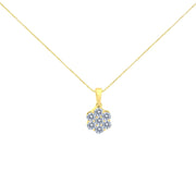 Bids.com 14K Yellow Gold 1.00 Cttw Brilliant Round-Cut Diamond 7 Stone Floral Cluster 18" Pendant Necklace (H-I Color, SI2-I1 Clarity) Necklaces White Smoke Yellow.Gold / 18