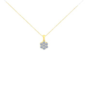 Bids.com 14K Yellow Gold 1.00 Cttw Brilliant Round-Cut Diamond 7 Stone Floral Cluster 18" Pendant Necklace (H-I Color, SI2-I1 Clarity) Necklaces White Smoke Yellow.Gold / 18