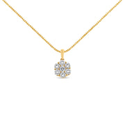 Bids.com 14K Yellow Gold 2.00 Cttw Brilliant Round-Cut Diamond 7 Stone Flower Cluster 18" Pendant Necklace (H-I Color, SI2-I1 Clarity) Necklaces White Smoke Yellow.Gold / 18