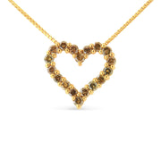 Bids.com 14K Yellow Gold Plated .925 Sterling Silver 1.0 Cttw Champagne Diamond Heart Pendant Necklace (K-L Color, I1-I2 Clarity) - 18" Necklaces White Smoke Yellow.Sterling Silver / 18