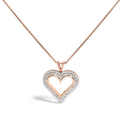 Bids.com .925 Sterling Silver 1.00 Cttw Diamond Heart 18" Pendant Necklace (I-J Color, I2-I3 Clarity) Necklaces White Smoke Rose.Sterling Silver / 18 / 0.5