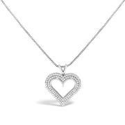 Bids.com .925 Sterling Silver 1.00 Cttw Diamond Heart 18" Pendant Necklace (I-J Color, I2-I3 Clarity) Necklaces White Smoke White.Sterling Silver / 18 / 0.5
