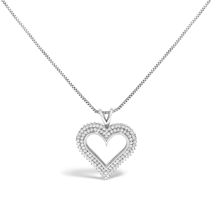 Bids.com .925 Sterling Silver 1.00 Cttw Diamond Heart 18" Pendant Necklace (I-J Color, I2-I3 Clarity) Necklaces White Smoke White.Sterling Silver / 18 / 0.5
