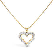 Bids.com .925 Sterling Silver 1.00 Cttw Diamond Heart 18" Pendant Necklace (I-J Color, I2-I3 Clarity) Necklaces White Smoke Yellow.Sterling Silver / 18 / 0.5
