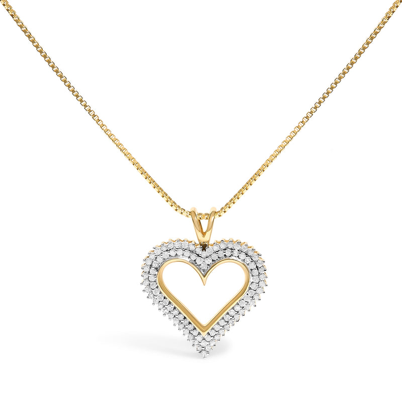 Bids.com .925 Sterling Silver 1.00 Cttw Diamond Heart 18" Pendant Necklace (I-J Color, I2-I3 Clarity) Necklaces White Smoke Yellow.Sterling Silver / 18 / 0.5