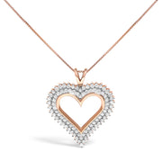 Bids.com .925 Sterling Silver 1.00 Cttw Diamond Heart 18" Pendant Necklace (I-J Color, I2-I3 Clarity) Necklaces White Smoke Rose.Sterling Silver / 18 / 2