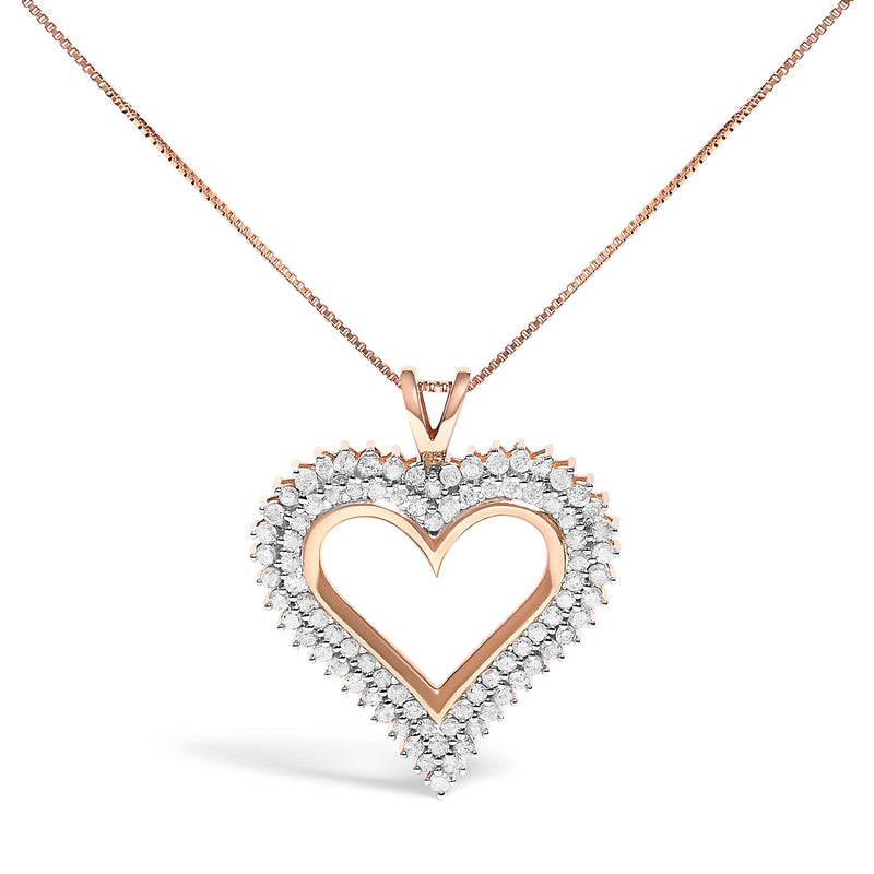 Bids.com .925 Sterling Silver 1.00 Cttw Diamond Heart 18" Pendant Necklace (I-J Color, I2-I3 Clarity) Necklaces White Smoke Rose.Sterling Silver / 18 / 2