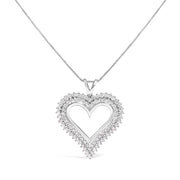 Bids.com .925 Sterling Silver 1.00 Cttw Diamond Heart 18" Pendant Necklace (I-J Color, I2-I3 Clarity) Necklaces White Smoke White.Sterling Silver / 18 / 2