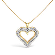 Bids.com .925 Sterling Silver 1.00 Cttw Diamond Heart 18" Pendant Necklace (I-J Color, I2-I3 Clarity) Necklaces White Smoke Yellow.Sterling Silver / 18 / 2