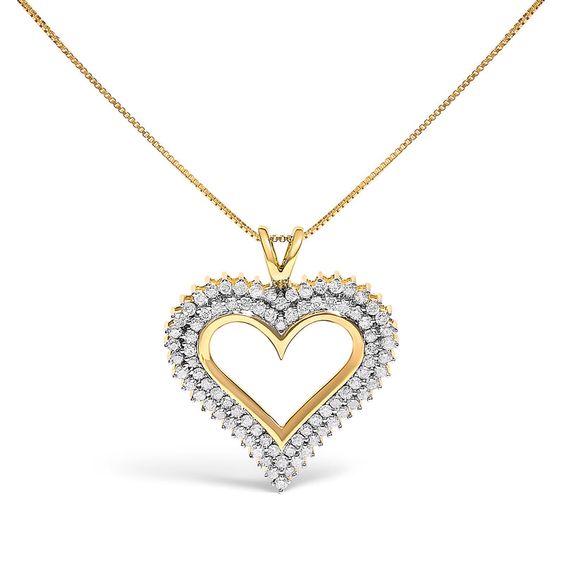 Bids.com .925 Sterling Silver 1.00 Cttw Diamond Heart 18" Pendant Necklace (I-J Color, I2-I3 Clarity) Necklaces White Smoke Yellow.Sterling Silver / 18 / 2