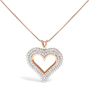 Bids.com .925 Sterling Silver 1.00 Cttw Diamond Heart 18" Pendant Necklace (I-J Color, I2-I3 Clarity) Necklaces White Smoke Rose.Sterling Silver / 18 / 3