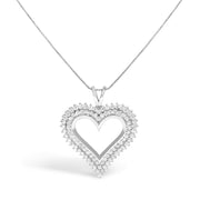 Bids.com .925 Sterling Silver 1.00 Cttw Diamond Heart 18" Pendant Necklace (I-J Color, I2-I3 Clarity) Necklaces White Smoke White.Sterling Silver / 18 / 3