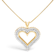 Bids.com .925 Sterling Silver 1.00 Cttw Diamond Heart 18" Pendant Necklace (I-J Color, I2-I3 Clarity) Necklaces White Smoke Yellow.Sterling Silver / 18 / 3
