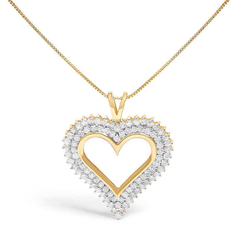 Bids.com .925 Sterling Silver 1.00 Cttw Diamond Heart 18" Pendant Necklace (I-J Color, I2-I3 Clarity) Necklaces White Smoke Yellow.Sterling Silver / 18 / 3