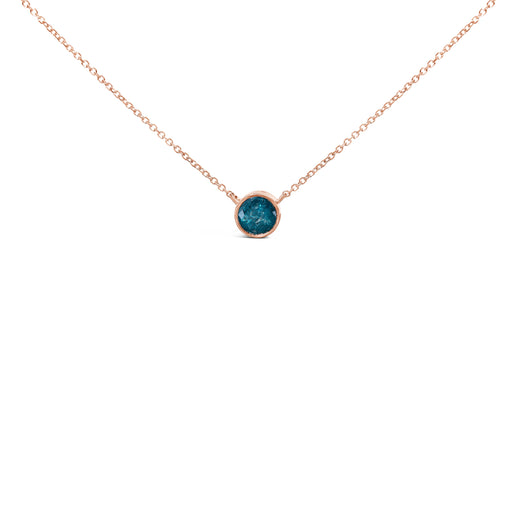 Bids.com 14K Rose Gold 2.0 Cttw Bezel Set Blue Diamond Solitaire Pendant Necklace  - 18" Inches Necklaces White Smoke Rose.Gold / 18