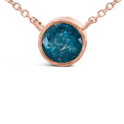 Bids.com 14K Rose Gold 2.0 Cttw Bezel Set Blue Diamond Solitaire Pendant Necklace  - 18" Inches Necklaces White Smoke Rose.Gold / 18
