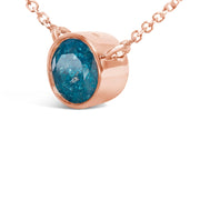 Bids.com 14K Rose Gold 2.0 Cttw Bezel Set Blue Diamond Solitaire Pendant Necklace  - 18" Inches Necklaces White Smoke Rose.Gold / 18