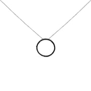 Bids.com .925 Sterling Silver 4.0 Cttw Black Diamond Open Hoop Circle 18" Pendant Necklace (Black Color, I2-I3 Clarity) Necklaces White Smoke White.Sterling Silver / 18 / 1