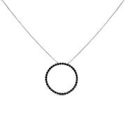 Bids.com .925 Sterling Silver 4.0 Cttw Black Diamond Open Hoop Circle 18" Pendant Necklace (Black Color, I2-I3 Clarity) Necklaces White Smoke White.Sterling Silver / 18 / 2
