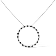 Bids.com .925 Sterling Silver 2.0 Cttw Alternating Black and White Diamond Open Hoop Circle Pendant Necklace (H-I Color, I2-I3 Clarity) - 18" Inches Necklaces White Smoke White.Sterling Silver / 18