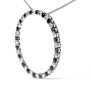 Bids.com .925 Sterling Silver 2.0 Cttw Alternating Black and White Diamond Open Hoop Circle Pendant Necklace (H-I Color, I2-I3 Clarity) - 18" Inches Necklaces White Smoke White.Sterling Silver / 18