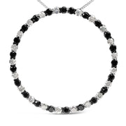 Bids.com .925 Sterling Silver 3.0 Cttw Alternating Black and White Diamond Open Hoop Circle Pendant Necklace (H-I Color, I3 Clarity) - 18" Inches Necklaces White Smoke White.Sterling Silver / 18