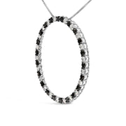 Bids.com .925 Sterling Silver 3.0 Cttw Alternating Black and White Diamond Open Hoop Circle Pendant Necklace (H-I Color, I3 Clarity) - 18" Inches Necklaces White Smoke White.Sterling Silver / 18