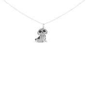 Bids.com .925 Sterling Silver 1 1/4 Cttw Diamond Shih Tzu Dog Pendant Necklace 18 inch (Black and I-J Color, I2-I3 Clarity) Necklaces White Smoke White.Sterling Silver / 18