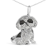 Bids.com .925 Sterling Silver 1 1/4 Cttw Diamond Shih Tzu Dog Pendant Necklace 18 inch (Black and I-J Color, I2-I3 Clarity) Necklaces White Smoke White.Sterling Silver / 18