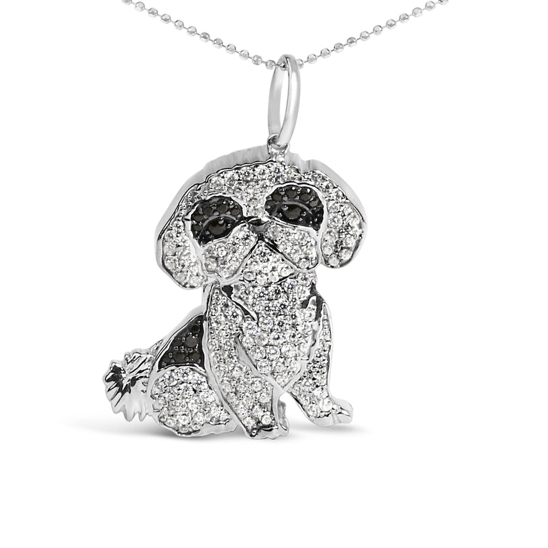 Bids.com .925 Sterling Silver 1 1/4 Cttw Diamond Shih Tzu Dog Pendant Necklace 18 inch (Black and I-J Color, I2-I3 Clarity) Necklaces White Smoke White.Sterling Silver / 18