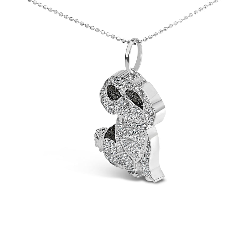 Bids.com .925 Sterling Silver 1 1/4 Cttw Diamond Shih Tzu Dog Pendant Necklace 18 inch (Black and I-J Color, I2-I3 Clarity) Necklaces White Smoke White.Sterling Silver / 18