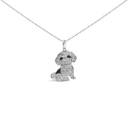 Bids.com .925 Sterling Silver 1/2 Cttw White and Black Diamond Shih Tzu Dog 18" Pendant Necklace (I-J Color, I2-I3 Clarity) Necklaces White Smoke White.Sterling Silver / 18