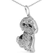 Bids.com .925 Sterling Silver 1/2 Cttw White and Black Diamond Shih Tzu Dog 18" Pendant Necklace (I-J Color, I2-I3 Clarity) Necklaces White Smoke White.Sterling Silver / 18