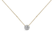 Bids.com 14K Yellow Gold Plated Sterling Silver 3/8 Cttw Diamond Cluster Pendant Necklace Necklaces White Smoke Yellow.Sterling Silver / 18