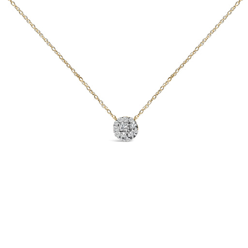 Bids.com 14K Yellow Gold Plated Sterling Silver 3/8 Cttw Diamond Cluster Pendant Necklace Necklaces White Smoke Yellow.Sterling Silver / 18