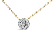 Bids.com 14K Yellow Gold Plated Sterling Silver 3/8 Cttw Diamond Cluster Pendant Necklace Necklaces White Smoke Yellow.Sterling Silver / 18