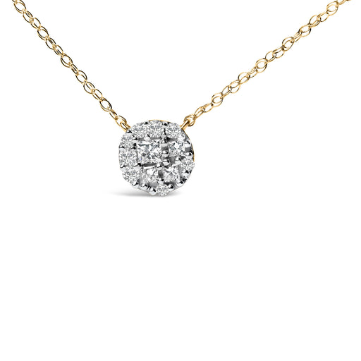 Bids.com 14K Yellow Gold Plated Sterling Silver 3/8 Cttw Diamond Cluster Pendant Necklace Necklaces White Smoke Yellow.Sterling Silver / 18