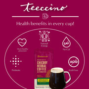 Teeccino Chocolate Peppermint Chicory Herbal Coffee Herbal Coffee Brown 11 ounce ground,5lb ground,Trial Size