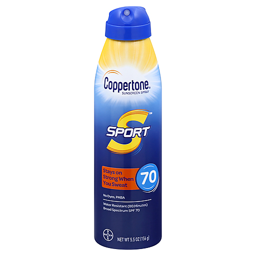 Coppertone Coppertone Sport Sunscreen Continuous Spray Broad Spectrum SPF 70, 5.5 Ounces Sunscreen White Smoke
