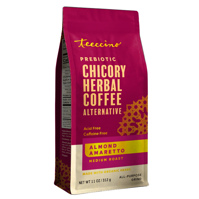Teeccino Almond Amaretto Chicory Herbal Coffee Herbal Coffee Brown 11 ounce ground