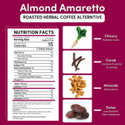 Teeccino Almond Amaretto Chicory Herbal Coffee Herbal Coffee White Smoke 11 ounce ground,5lb ground,Trial Size