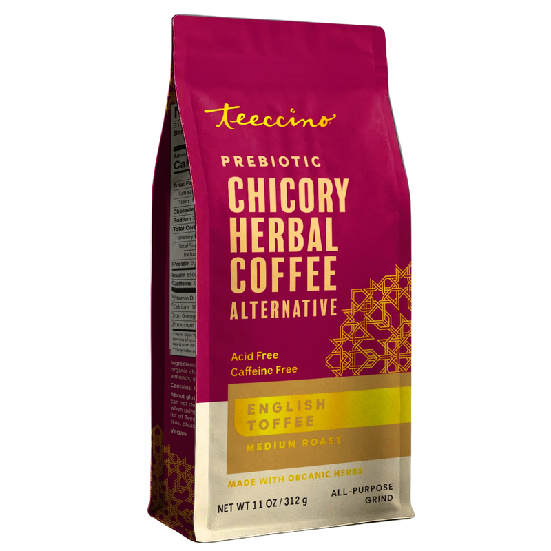 Teeccino English Toffee Herbal Coffee Herbal Coffee Brown 11 ounce ground