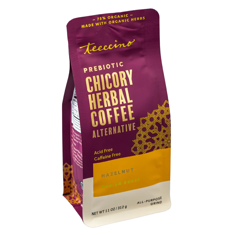Teeccino Hazelnut Chicory Herbal Coffee Herbal Coffee Black 11 ounce ground,500g ground,5lb ground,Trial Size
