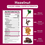 Teeccino Hazelnut Chicory Herbal Coffee Herbal Coffee White Smoke 11 ounce ground,500g ground,5lb ground,Trial Size