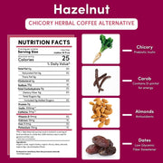 Teeccino Hazelnut Chicory Herbal Coffee Herbal Coffee White Smoke 11 ounce ground,500g ground,5lb ground,Trial Size