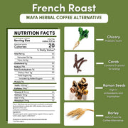 Teeccino French Roast Chicory Herbal Coffee Herbal Coffee White Smoke 11 ounce ground,500g ground,5lb ground,Trial Size